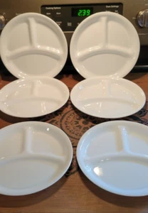 6 Corelle Corning Winter Frost White Divided Lunch Plates Set Lot Vintage - Picture 1 of 11