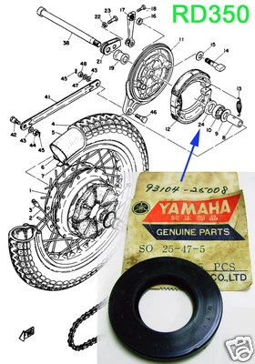 Yamaha DS6 DS7 R3 R5 RD250 RD350 Rear Wheel Oil Seal 93104-25008 NOS YDS5 YR1 R2 - Image 1 of 2