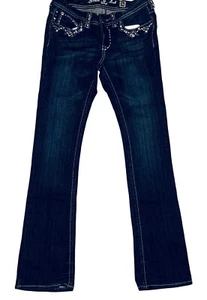 Grace In LA Jeans Strassverzierung Boot Cut Dark Wash Denim Unterteil Gr. 26 - Bild 1 von 6