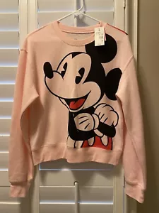 FELPA GIROCOLLO TOPOLINO ROSA DISNEY stile retrò double face media - Foto 1 di 3