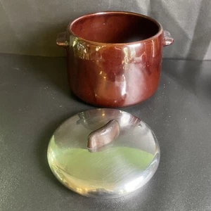 VTG 1970s Bean Pot Crock Brown Glazed Stoneware WESTBEND USA Pottery - Picture 1 of 12