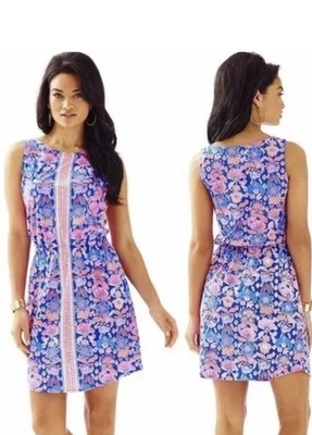 Lilly Pulitzer Marlowe Windward Iris Blue Werk It Engineered Pima Cotton Dress L - Image 1 of 4