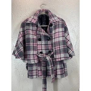 Cejon Black White Pink Wool Blend Cape Jacket Women’s Size S/M Small Medium - Picture 1 of 5