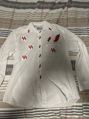 Mili Designs White Shirt Women Med.  Red Pepper  Rhinestone - Photo 1/4