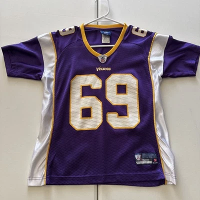 Camiseta Vintage UEC Feminina Pequena Reebok NFL Minnesota Vikings Jared Allen - Imagem 1 de 4