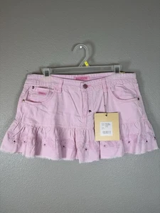 SQUEEZE JEANS Y2K Rosa Cord Minirock Rüschen Bestickt Größe 11/12 Neu mit Etikett Neu aus altem Lagerbestand - Bild 1 von 8