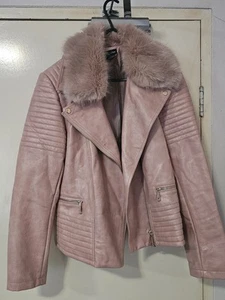 Women's dusty Pink Faux Leather Jacket City Chic Xs 14 - Picture 1 of 3