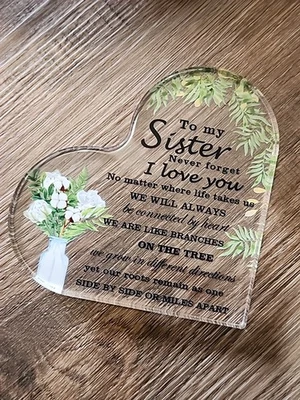 Acrylic Inspirational Heart Plaque To MY SISTER - Image 1 of 4