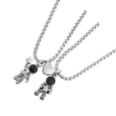 2ST Stahl Halskette Magnetische Paare Schmuck Valentinstag - Bild 1 von 4