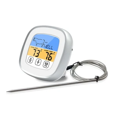 (Weiß)Digitales Timer-Thermometer Mit Touchscreen Edelstahl-Fleisch - Bild 1 von 4