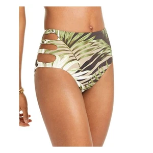 BAR III Women's Green Cutout Jungle Moon High Waisted Swimsuit Bottom S New - Picture 1 of 5