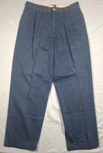 Pantalones chinos plisados con puños azul marino con etiqueta bandera 32x30 TOMMY HILFIGER de colección años 90 para hombre - Imagen 1 de 9