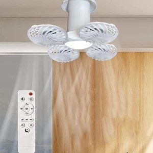 2 in 1 Remote Control Aircraft Shaped Fan Light Electric Cordless Fan  Bedroom - Picture 1 of 10