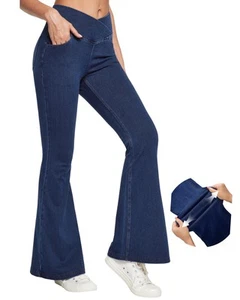 Bell Bottom Jeans for Women High Waisted Stretchy Flare Jeans Pull On Wide Le... - Picture 1 of 6