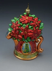 CHRISTOPHER RADKO 2002 GARDENERS CHRISTMAS POINSETTIA WATERING CAN ORNAMENT 4.75 - Picture 1 of 8