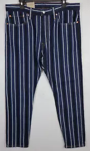 Jeans Levi's 512 para hombre 36x32 ajustados cónicos lavado oscuro denim a rayas azul NUEVO - Imagen 1 de 7