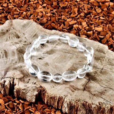 Bergkristall Ø 10 mm Nugget Edelstein Armband flexibel und dehnbar AA-Qualität p - Bild 1 von 4