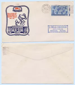 US 1945 USN Navy Annapolis 100 years Naval Event Patriotic Cover - Imagen 1 de 1
