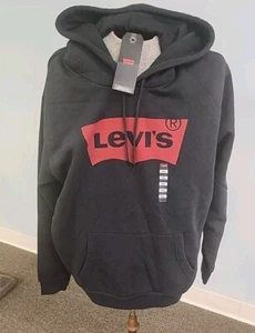 NWT Levi's Unisex Black Hoodie XXL Black Red Sweatshirt Long Sleeve Pullover - Picture 1 of 9