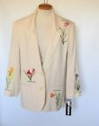 VTG 80s 90s New Frontier Silky Embroidered Blazer Jacket USA Made Oversized M