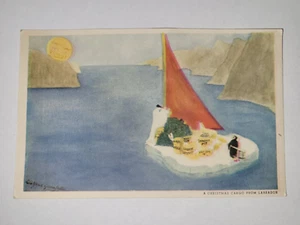 Christmas Cargo From Labrador Christmas Card Sir Wilfred GRENFELL Vintage 1940's - Picture 1 of 6