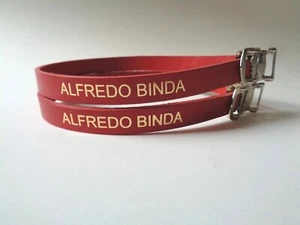 *NOS Vintage 1970s/80s ALFREDO BINDA - Italian leather toe straps (Red/Gold)* - Picture 1 of 7