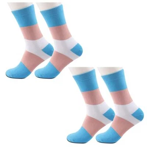 2 Pairs Transgender Pride Flag Socks LGBTQ Gifts Queer Pride Trans Flag Tube ... - Picture 1 of 6