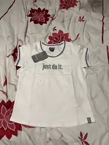 Vintage 2003 Nike Just Do It Slogan Ringer T-Shirt - White - Size L - NWT - Picture 1 of 13