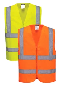 Men's Hi Vis High Visibility Waistcoat Safety Motorcycle Vest Zipped Band C375 - Picture 1 of 11