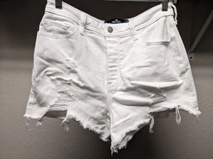 Hollister Ultra High Rise Mom Short 3" Women's Size 9 W29 White Distressed - Picture 1 of 4
