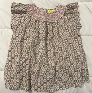 Mini Boden Floral Smocked Shirt Girls EUC Top Size 8/9 - Picture 1 of 2
