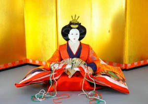 Japanese Hina doll Princess Queen in Kimono Figure Plush Royal Wedding Vintage - Picture 1 of 12