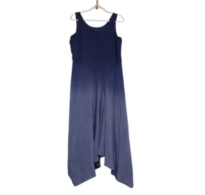 Abito Eileen Fisher piccolo 100% seta blu asimmetrico floreale fata spiaggia costiera - Foto 1 di 14