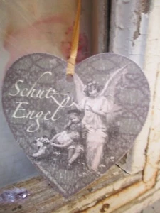 Herz Baumanhänger Schutzengel nostalgie Antik Pappe Shabby Vintage Landhaus  - Bild 1 von 1