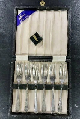 Juego de horquillas vintage Raimond Sheffield England plateadas en estuche 6 piezas Foto 1 de 4