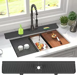 30 Inch Sink Splash Guard Mat,Silicone Faucet Handle Drip Catcher Tray, Longer S - Picture 1 of 12