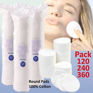 120-360x Soft Absorbent 5cm Round Cotton Wool Pads, Make Up, Nail Polish Removal - Picture 1 of 39