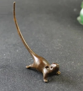 Brass Long Tail Mouse Rat Animal Figurine Small Statue Home Decoration Gifts - Picture 1 of 8
