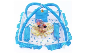 Laddu Gopal Bed, Laddu Gopal Bister, Standard Size-0 to 6 no.(Butterfly-Sky) - Picture 1 of 3