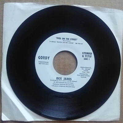RICK JAMES Fool On The Street PROMO 45 7" R&B SOUL Gordy Vinyl Record 1979 - Image 1 of 2