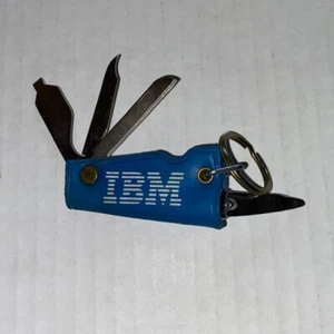 IBM Blue Folding Pocket Knife Nail Clipper w/ Keychain - Picture 1 of 2
