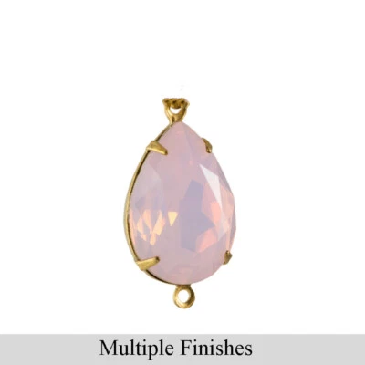 18x13mm Pink Opal Faceted Glass Pear Stone in 2 Loop Setting — 第 1/4 张图片