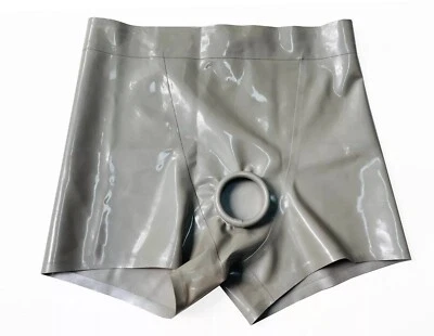 Latex Gummi Rubber Boxer Shorts with Penile Hole Panties Fetish BDSM Cosplay US - Image 1 of 4