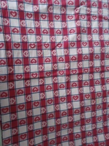 Heart red white check heavy plaid cotton tablecllth 46" x 60" vtg - Bild 1 von 5