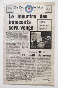 LE COURRIER DE L'AIR 1941 N°30 R.A.F. Meurtre des innocents sera vengé WWII - Picture 1 of 3