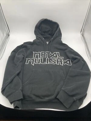 Metal Mulisha Hoodie Mens Large Black Silver Spellout Skull Grunge Metal Rare - Image 1 of 4