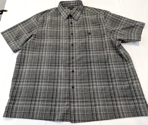 GEORGE Men's Short Sleeve Gray (Dark Shadow) Plaid Shirt 2XL / 50-52 VGC - Imagen 1 de 10