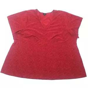 Camicia Torrid Chablis 5XL rosso leopardato stampa animalier scollo a V camicetta manica corta - Foto 1 di 6
