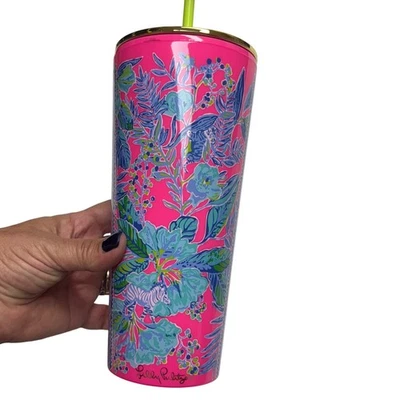 Lilly Pulitzer | 24 oz | Copo acrílico parede dupla com palha - Imagem 1 de 4