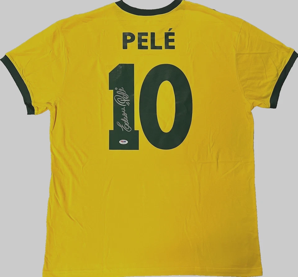 Camiseta de fútbol firmada por Edson Pelé de Brasil nombre completo con certificado de autenticidad de ADN de Edson PSA Foto 1 de 4